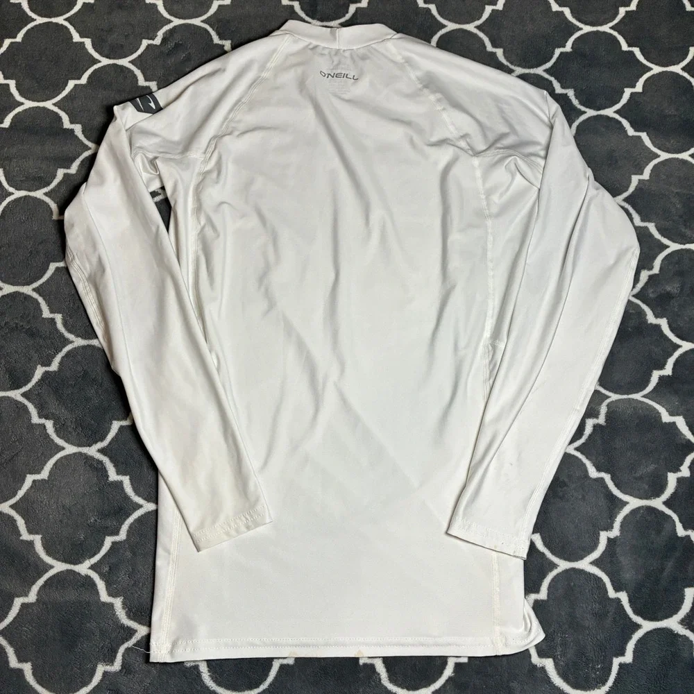ONeill Rash Guard Mens XL White Long Sleeve Performance Fit Swim Shirt Sun Guard